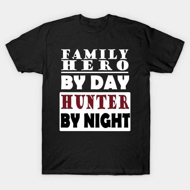 Hunter hunting dog shotgun family man dad T-Shirt by FindYourFavouriteDesign